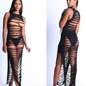 Laser Cut Black Dress